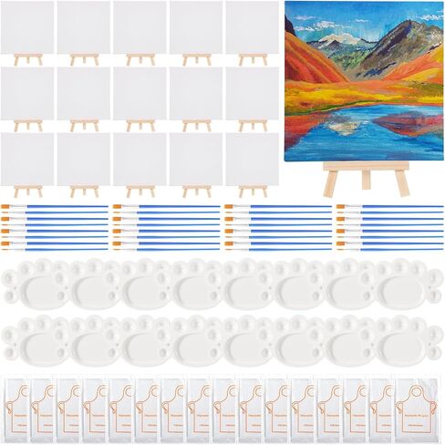 لوحات قماشية 104 PCS مع مجموعة EASEL للطلاء ، ألواح قماش مقاس 8 × 10 بوصات ، و 9 بوصات من الحامل الخشبي ، والفرش ، وألواح للزيوت أكريليك ، الحرف ، حفل عيد ميلاد ، in Kuwait