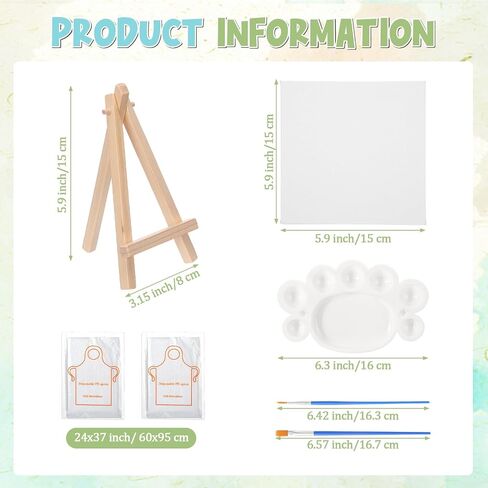 لوحات قماشية 104 PCS مع مجموعة EASEL للطلاء ، ألواح قماش مقاس 8 × 10 بوصات ، و 9 بوصات من الحامل الخشبي ، والفرش ، وألواح للزيوت أكريليك ، الحرف ، حفل عيد ميلاد ، in Kuwait