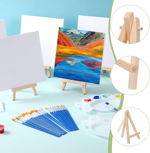 لوحات قماشية 104 PCS مع مجموعة EASEL للطلاء ، ألواح قماش مقاس 8 × 10 بوصات ، و 9 بوصات من الحامل الخشبي ، والفرش ، وألواح للزيوت أكريليك ، الحرف ، حفل عيد ميلاد ، in Kuwait