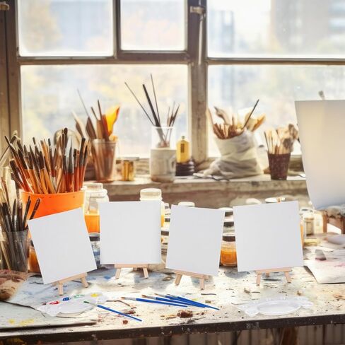 لوحات قماشية 104 PCS مع مجموعة EASEL للطلاء ، ألواح قماش مقاس 8 × 10 بوصات ، و 9 بوصات من الحامل الخشبي ، والفرش ، وألواح للزيوت أكريليك ، الحرف ، حفل عيد ميلاد ، in Kuwait