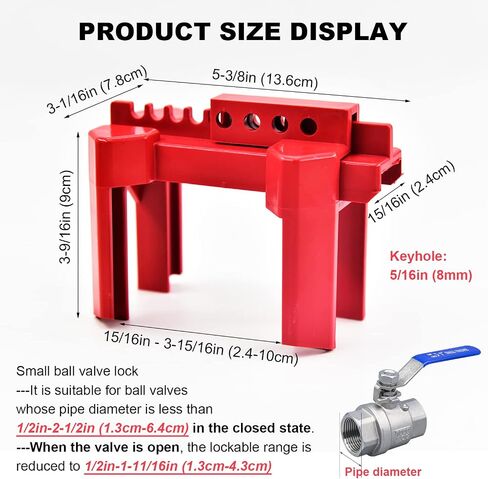 قفل صمام الكرة ، جهاز قفل صمام الكرة القابل للتعديل ، صغير ، لمدة 1/2 "-2-1/2" قطر الأنبوب الخارجي ، حمراء حمراء في الهواء الطلق قفل الحنفية الصناعية الصنابير الصنابير أقفال أنابيب قفل صمام خط أنابيب in Kuwait