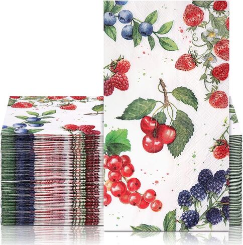 Supervitae 50 Pack Bluebrearies Paper Guest Fackins 3 Ply Disciped Spring Summer Summer Thebrearies Tand Towel in Kuwait