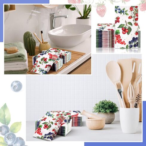 Supervitae 50 Pack Bluebrearies Paper Guest Fackins 3 Ply Disciped Spring Summer Summer Thebrearies Tand Towel in Kuwait