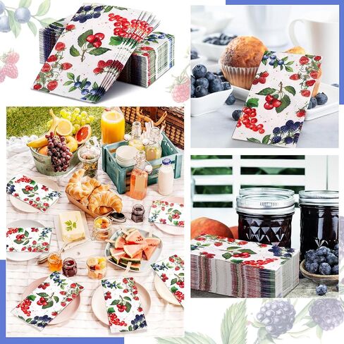 Supervitae 50 Pack Bluebrearies Paper Guest Fackins 3 Ply Disciped Spring Summer Summer Thebrearies Tand Towel in Kuwait