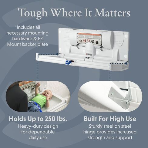 الأسس الأسس كلاسيكية تغيير الطفل الأفقي محطة مع لوحة تركيب جبل ، مثبتة على الحائط ، سعة وزن 250 رطلا ، حزام أمان قابل للتعديل واحد وبطانة-أسود (100-EH-BP-02) in Kuwait
