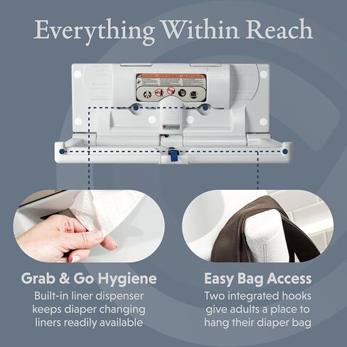 الأسس الأسس كلاسيكية تغيير الطفل الأفقي محطة مع لوحة تركيب جبل ، مثبتة على الحائط ، سعة وزن 250 رطلا ، حزام أمان قابل للتعديل واحد وبطانة-أسود (100-EH-BP-02) in Kuwait