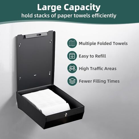Paper Towel Dispenser Wall Mount, Large Commercial C/Z Tri Fold Multifold Hand Towels Dispenser, Brushed Stainless Steel Paper Towel Holder with Lock for Bathroom, Restroom and Public Places in Saudi Arabia