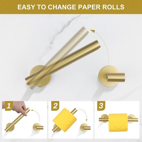 Brushed Gold Toilet Paper Holder Wall Mount, Double Base Large Toilet Paper Roll Holder Stainless Steel Bathroom Hardware Accessories, Commercial Toilet Paper Dispenser in Kuwait