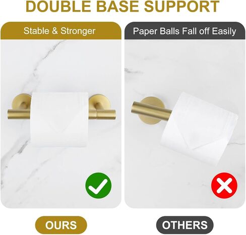 Brushed Gold Toilet Paper Holder Wall Mount, Double Base Large Toilet Paper Roll Holder Stainless Steel Bathroom Hardware Accessories, Commercial Toilet Paper Dispenser in Kuwait