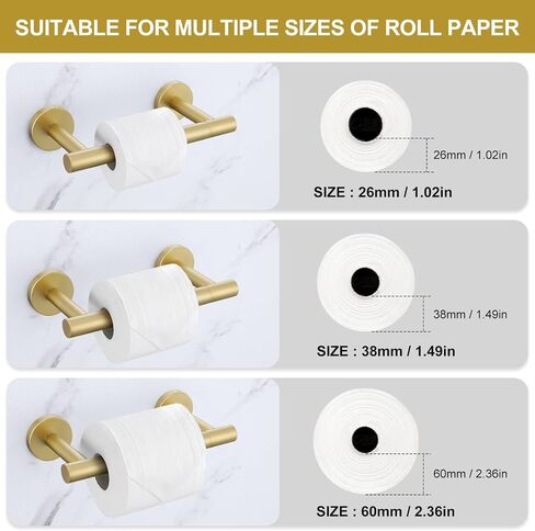 Brushed Gold Toilet Paper Holder Wall Mount, Double Base Large Toilet Paper Roll Holder Stainless Steel Bathroom Hardware Accessories, Commercial Toilet Paper Dispenser in Kuwait