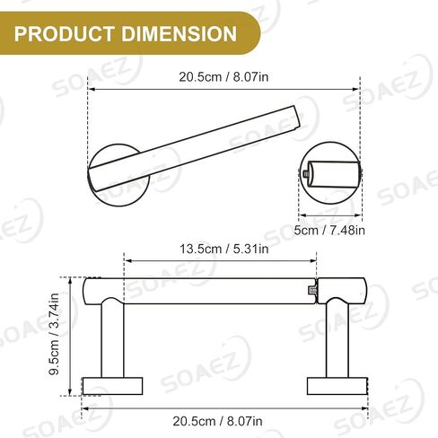 Brushed Gold Toilet Paper Holder Wall Mount, Double Base Large Toilet Paper Roll Holder Stainless Steel Bathroom Hardware Accessories, Commercial Toilet Paper Dispenser in Kuwait