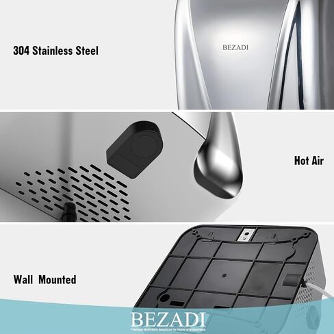 مجفف اليد عالي السرعة تلقائي تدفق الهواء الساخن والبارد ، 1800W 220 فولت جدار مجفف يدوية مثبت in Kuwait