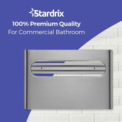 Slim Brushed Stainless Steel Toilet Seat Cover Dispenser – Designer Wall-Mount Holder with Curved Edges and Large Capacity for Single or 1/2 Fold Covers, Aesthetic and Modern Look in Kuwait