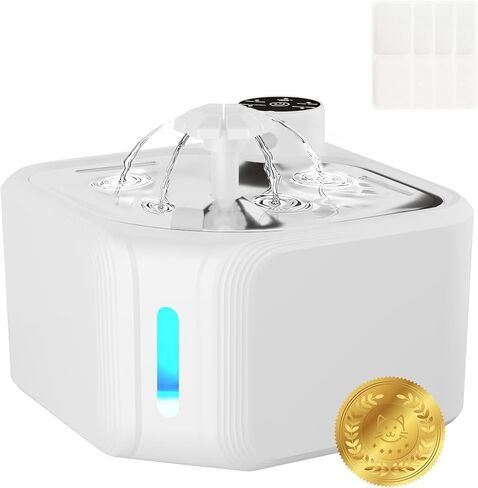 نافورة ماء القط اللاسلكي مع 4 مرشحات استبدال حزمة 108 أوقية/3.2L بطارية نافورة مياه الحيوانات الأليفة التي تعمل مع صينية الصلب غير القابل للصدأ موزع ماء الكلب CAT مع مستشعر الحركة (رمادي ، 3.2 لتر) in Kuwait