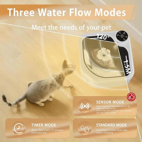 نافورة ماء القط اللاسلكي مع 4 مرشحات استبدال حزمة 108 أوقية/3.2L بطارية نافورة مياه الحيوانات الأليفة التي تعمل مع صينية الصلب غير القابل للصدأ موزع ماء الكلب CAT مع مستشعر الحركة (رمادي ، 3.2 لتر) in Kuwait
