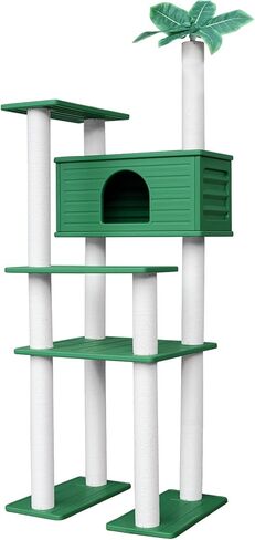 74 Inches Tall Outdoor Weatherproof Cat Tower, Multi-Level Cat Tree, Large Cat Condo with PVC Board and Cat Scratching Posts, for Outside and Indoor Cat Houses in Kuwait