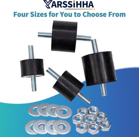Yarssihha 4 Pack M8 Anti-Vibration Rubber Isolator Mounts, 40x40mm Rubber Studs Shock Absorber, Cylindrical Vibration Isolators for Diesel Engines, Air Compressors, Vibration Motor in Kuwait
