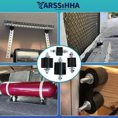 Yarssihha 4 Pack M8 Anti-Vibration Rubber Isolator Mounts, 40x40mm Rubber Studs Shock Absorber, Cylindrical Vibration Isolators for Diesel Engines, Air Compressors, Vibration Motor in Kuwait