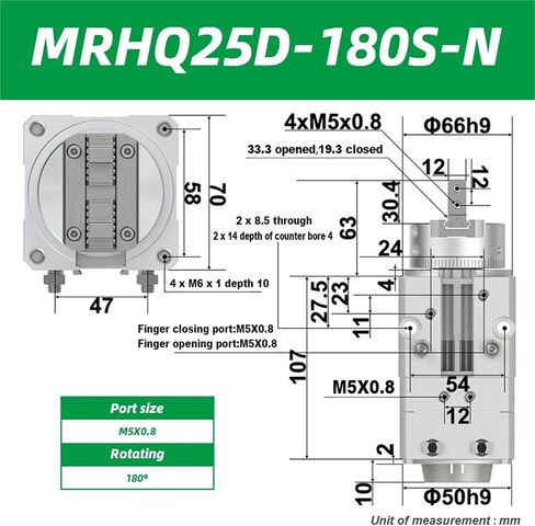 MRHQ rotary gripper 2 fingers Rotary clamping Cylinde MRHQ10D MRHQ16D-180S-N MRHQ20D-90S-N MRHQ25D -90S -180S-N(2Pcs (D-M9B D-M9BV)) in Saudi Arabia