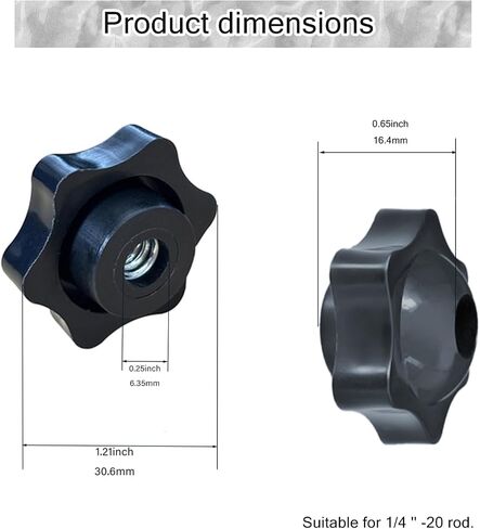 4 Pcs Star Knobs, 1/4-20 Knob Through Hole Hand Tighten Clamping Knobs Plastic Black Threaded Nuts for T Track Bolts, Jig, Mechanical Equipment(1/4''-20) in Saudi Arabia