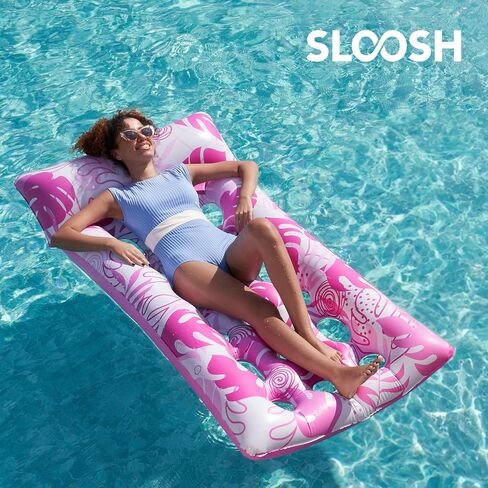Sloosh Inflatable Pool Floats Adults - Large Pool Float Tanning Raft with Headrest, Keep Cool Above Water Swimming Pool Floaties Beach Lake Party Supplies in Saudi Arabia