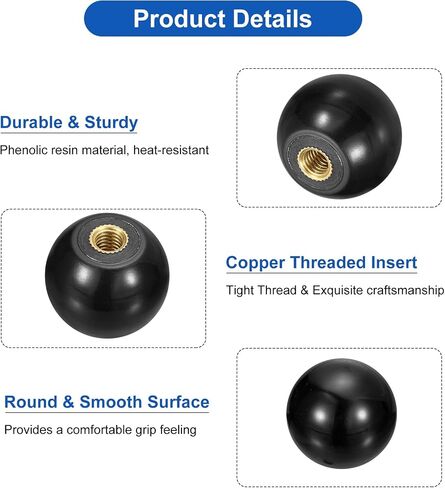 uxcell 4pcs مقابض كرة ملولبة ، M12 Thread Thread Thermoset Ball Knob 40mm DIA Round Ball Ballles مع إدراج النحاس لمقبض رافعة الماكينة ، الأحمر in Kuwait