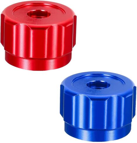 Tophomer 2pcs مقبض عجلات دائرية 1.34 * 0.87in ، مقابض الصنبور مقاييس التبريد مقاييس مقبض الاستعانة مربعة بعجل ، أحمر ، أزرق in Kuwait