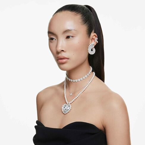 Swarovski Ariana Grande Crystal and Pearl Choker Necklace in Rhodium Finish - Part of the Ariana Grande x Capsule Collection in Saudi Arabia