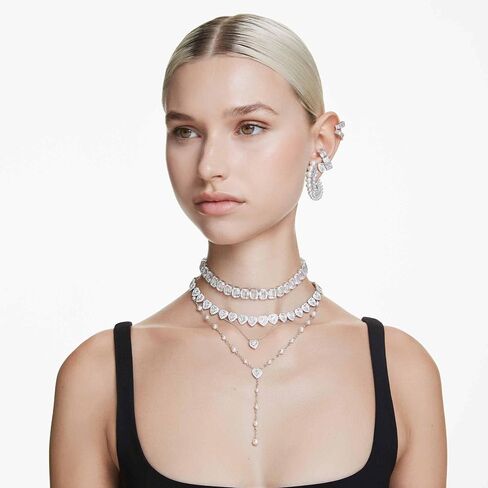 Swarovski Ariana Grande Crystal and Pearl Choker Necklace in Rhodium Finish - Part of the Ariana Grande x Capsule Collection in Saudi Arabia