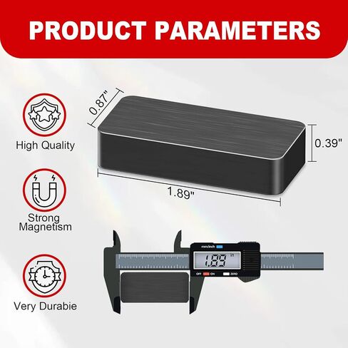 Thaibear 8 Pack Hight Duty Stringular Black Ceramic Magnets ، 1 7/8 "× 7/8" × 3/8 "، قوة السحب 8 ، 25 رطلاً ، مثالية للبيضاء ، المطبخ ، الحرف ، العلوم ، أدوات معلقة in Kuwait