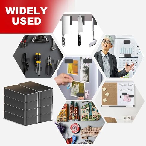 Thaibear 8 Pack Hight Duty Stringular Black Ceramic Magnets ، 1 7/8 "× 7/8" × 3/8 "، قوة السحب 8 ، 25 رطلاً ، مثالية للبيضاء ، المطبخ ، الحرف ، العلوم ، أدوات معلقة in Kuwait