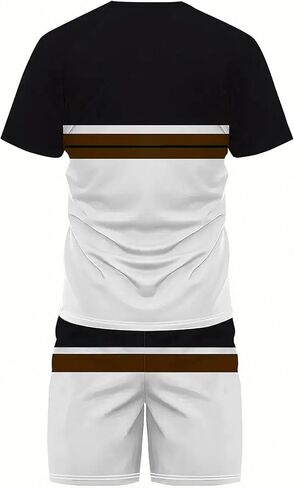 WDIRARA Men's 2 Piece Outfits Anchor Print Striped Tracksuits Short Sleeve T Shirt and Drawstring Shorts Sets in Kuwait