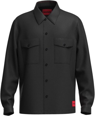 HUGO Men's Twill Patch Pockets Button Down Overshirt in Saudi Arabia