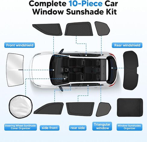 Fiilines 8pcs Window Shades Kit for 2019-2025 Nissan Altima ، 2 في 1 حماية من أشعة الشمس وتنفس الطبقة المزدوجة شمال مع كتلة UV100 ٪ حماية وخصوصية لملحقات الجانبية/الخلفية/الزجاج الأمامي in Kuwait