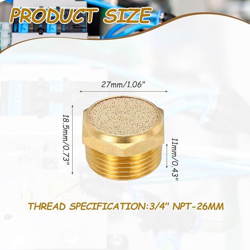 Meccanixity 1pcs مكوّل ضاغط الهواء ، 3/4 "NPT-26MM ذكور عادم برونزي متلاحم للأدوات الهوائية الآلات الصناعية ، شقة in Kuwait