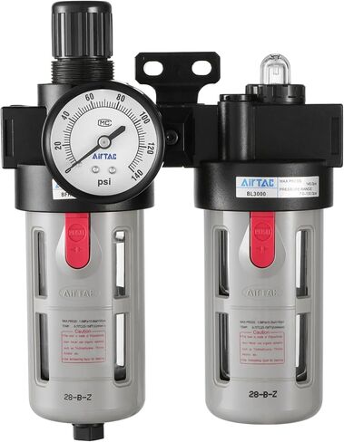 منظم مرشح الهواء المضغوط Combo Combo Airtac BFC2000 1/4''npt 0-140 psi مع مقياس الضغط نصف الصرف 3 في 1 FR.L وحدة in Kuwait
