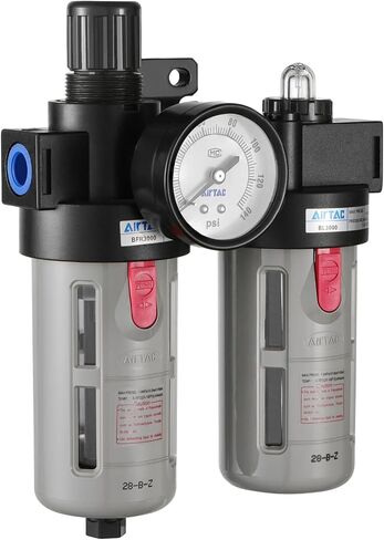 منظم مرشح الهواء المضغوط Combo Combo Airtac BFC2000 1/4''npt 0-140 psi مع مقياس الضغط نصف الصرف 3 في 1 FR.L وحدة in Kuwait