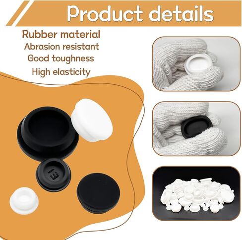 125PCS 8 Sizes Black Rubber Plugs for Round Holes Silicone Plugs, 1" 3/4" 5/8" 1/2" 3/8" 5/16" 1/4" 1/5" Round Hole Plug Snap Locking, Used for Furniture DD028-b in Kuwait