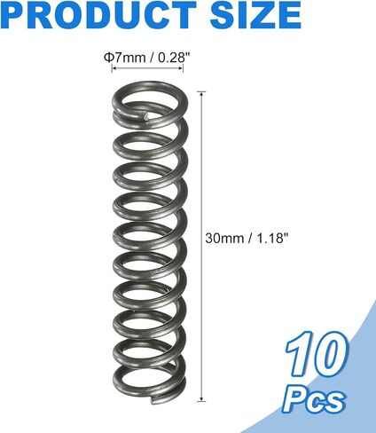 uxcell 10pcs ضغط الانضغاط ، 7 ملم OD ، حجم سلك 1 مم ، طول حرة 30 مم ، نوابض انضغاط ميكانيكية ممتدة in Kuwait