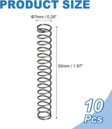 uxcell 10pcs ضغط الانضغاط ، 7 ملم OD ، حجم سلك 1 مم ، طول حرة 30 مم ، نوابض انضغاط ميكانيكية ممتدة in Kuwait