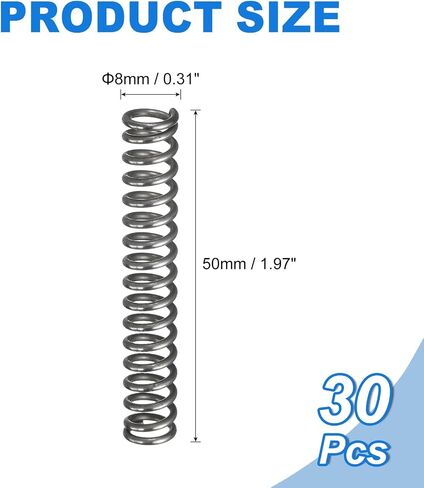 uxcell 30Pcs Compression Spring, 12mm OD, 1.2mm Wire Size, 45mm Free Length, Spring Steel Construction Extended Mechanical Compression Springs for Shop and Home Repairs, Black in Saudi Arabia