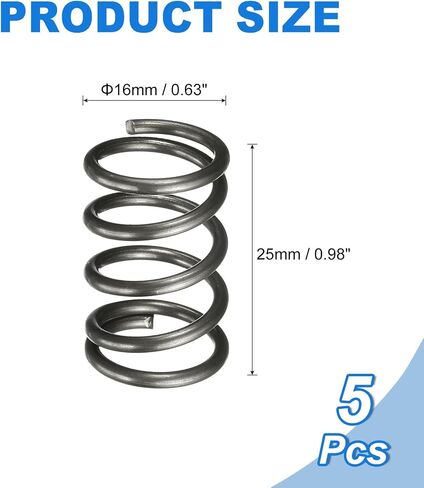 uxcell 5pcs ضغط الانضغاط ، 16 مم OD ، حجم سلك 1.8 مم ، طول خالي من 25 مم ، نوابض ضغط ميكانيكية ممتدة in Kuwait