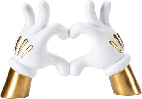Cartoon Heart Hands Resin Statue Modern Home Decor Accents Love Finger Sculpture Room Decor Accessories Black White in Saudi Arabia