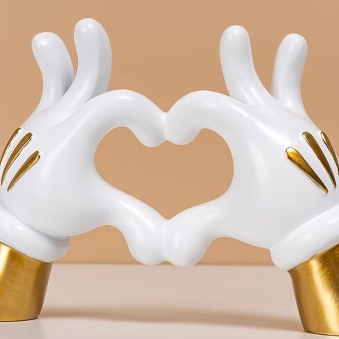 Cartoon Heart Hands Resin Statue Modern Home Decor Accents Love Finger Sculpture Room Decor Accessories Black White in Saudi Arabia