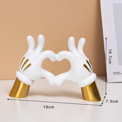 Cartoon Heart Hands Resin Statue Modern Home Decor Accents Love Finger Sculpture Room Decor Accessories Black White in Saudi Arabia
