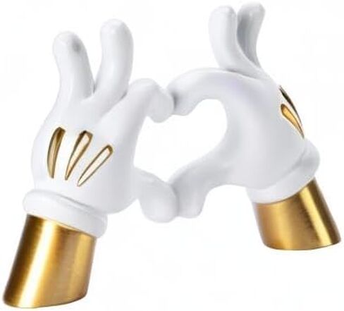 Cartoon Heart Hands Resin Statue Modern Home Decor Accents Love Finger Sculpture Room Decor Accessories Black White in Saudi Arabia