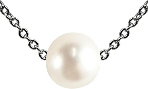 PEARLIE Dainty Pearl Pendant Necklaces for Women Handpicked Freshwater Cultured Single Bead, Simple Necklace Pendant Silvery Choker Delicate Pearl Chain Necklace Summer Costume Accessories in Saudi Arabia