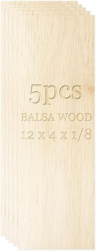 صفائح خشب البلسا للحرف اليدوية ومشاريع DIY ، 12 × 4 × 1/8 بوصة حزمة غير مكتملة من 5 (12 × 4 × 1/8 بوصة (5 حزمة)) in Kuwait