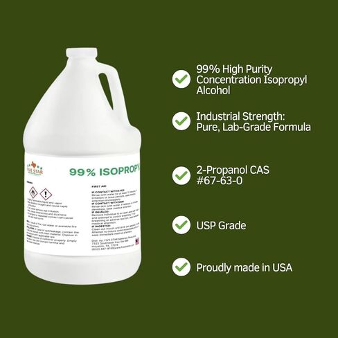 99% Pure Isopropyl Alcohol, 99 Percent IPA 1 Gallon, USP Grade, Made in The USA (4 Quarts, 1 Gallon,128 fl oz) in Kuwait
