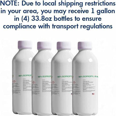 99% Pure Isopropyl Alcohol, 99 Percent IPA 1 Gallon, USP Grade, Made in The USA (4 Quarts, 1 Gallon,128 fl oz) in Kuwait
